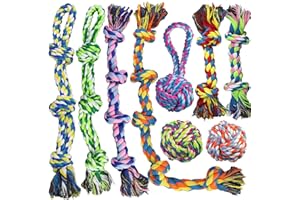 GASAPET Dog Rope Toys for Large/Medium Dogs, Nearly Indestructible Dog Toys Set for Aggressive Chewers, Tough Natural Cotton Rope Chew toy for Teething, Tug Toy 9 Pack