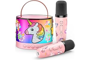 Gralal Karaoke Bambini con 2 Microfono Wireless Karaoke, Regalo Bambina 3-12 Anni Microfono Bluetooth per Bambini Unicorno Bambina Regalo di Pasqua Giochi Bambina 3-12 Anni Canta tu Karaoke Bambini