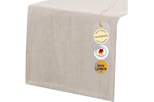 chambry Tischläufer 100% Leinen Stonewashed - Handarbeit Made in Germany - Größe und Farbe wählbar - natürliche und hochwertige Tischdekoration aus Naturmaterial - Sand 30cm x 135cm