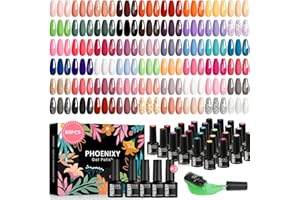 Phoenixy Kit Semipermanente Unghie, 54 Colori Smalti Semipermanenti Unghie con Matte Glitterato Lucido e Base Top Coat, Rosa Giallo Nudo Kit Smalto Semipermanente Regalo per Donne