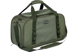 Petsfit Transportbox Katze Flugzeug Transporttasche Katze Hund mit Decke Hundetasche stabil & atmungsaktiv, hochwertige Matertial mit Trolley-Hülse Olivgrün(49x23x28 cm)