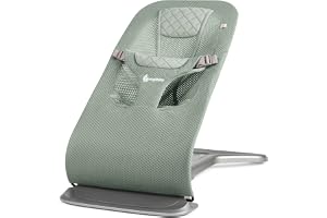 Ergobaby 3-i-1 Evolve Bouncer Mesh, ergonomisk hängmatta för nyfödda från födseln, andningsbar babygunga med insats för nyfödda (2,5 kg–13,2 kg), Grön
