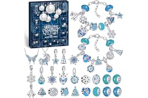 Hymarvo Calendario Adviento 2024 Kinder Niñas, Calendario de Adviento Joyas Kit para Hacer Pulseras Manualidades Regalos Niños, DIY Pulsera Collar Calendario Adviento Regalo Niña 6 7 8 9 10 11 12 Años