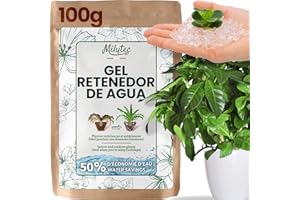 VIRHEA MILYTEC® Agua Gelificada Plantas 100g - Bolas de Gel Hidrogel para Riego Automático y Sostenible - Perlas Transparentes de Poliacrilato para Vacaciones - Hidrogel Ideal para Macetas y Jardines