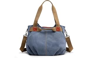 DIRRONA Casual Bolso de Mujer Moda Lienzo Bolsos Bandolera Viajes Bolso Bandolera Mujer Bolsa de Lona Trabajo Compras Bolsos Cruzados Multibolsillos Uso Diario Azul B
