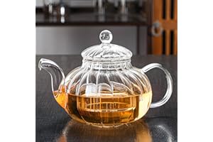 DxxD Teiera in Vetro, 650ml Bricco da Tè di Vetro Resistente con Filtro Infusore Removibile Resistente al Calore, Teiera Compatibile con Fornelli per Tè, Tisane, Caffè, Sfuso Infusiera, Senza Gocce