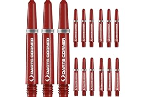 DESIGNA DARTS Designa S0745 Stems | 5 Sets of Tough Nylon Darts Corner Dart Shafts including Steel Ring, Short, Red