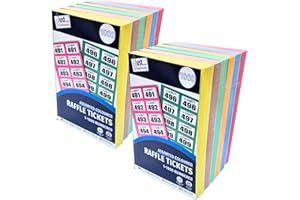 ZEBTON Raffle Tickets Books 1-1000 12 Pack, Cloakroom Tickets Lucky Draw Tombola Draw Prize Draw and Charity Events Assorted Colors (12)