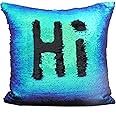 JOTOM Two-color Sequins Reversible Pillow Case Cushion Covers Magical Color Changing Pillow Cover for Home Car Sofa Decorative,40x40cm (Blue Green Sequins)