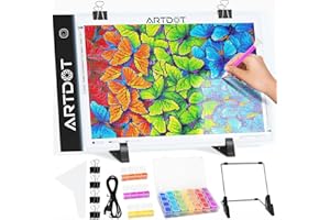 ARTDOT Diamond Painting Adultos, Mesa de Luz Dibujo A4 light board Ajustable Soporte LED Tableta de Luz Dibujo con Cable USB Mesa para 5D Pintura Diamante, Dibujo para Bocetos Diseño Dibujo