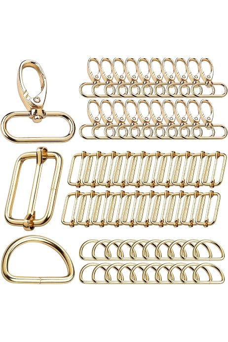 thumbnail: Csirnto 36 Stuks Karabijnhaken Set - 25mm Draaibare Haken Met D-Ringen & Schuifgespen (Goud/Zilver)