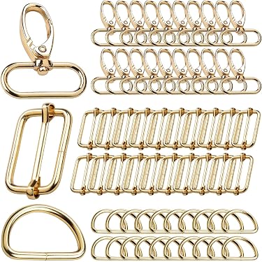 20 Pièces Crochets Pivotants + Boucles Rectangulaires Métal Or – Accessoires DIY Pour Sacs, Ceintures, Couture