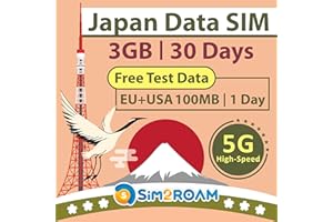 SIM2ROAM Japan Data ONLY Sim Card 30 Days | 3GB of 5G/4G LTE High-Speed Internet Data | Travel SIM Card | Dual Local Japan Carriers, Softbank & KDDI |Prepaid SIM Card | NO phone number| 短期帰国・短期来日最適・安心日本語サポート