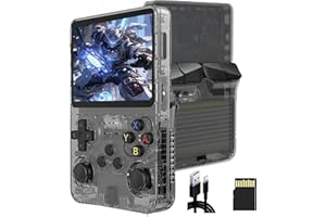 Drqzwp R36s Consola Retro Portatil Mejorada, Función de Archivo Manual, Botones Ergonómicos, Tarjeta TF de 64/128 GB, más de 15 000 Juegos Clásicos Retro y Compatibilidad para Añadir más (Negro/64G)