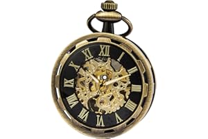 SEWOR Nouveau Design Unique Face à la Main mécanique Vent Montre de Poche complète Sliver