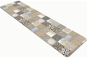 Comart - Tappeto Cucina Austin - Impermeabile - Antiscivolo - Antimacchia - Lavabile in Lavatrice - Passatoia in Poliestere - per Corridoio e Cucina - Made in Italy - Cementine Grigie - 50x230 cm