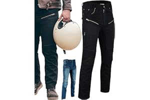 Texpeed Mens Motorcycle Motorbike Biker Trousers - Jeans Pants Made With 280gsm Aramid And Protective CE Armour (EN 1621-1) - Tapered Fit Black - (34W / 33L)