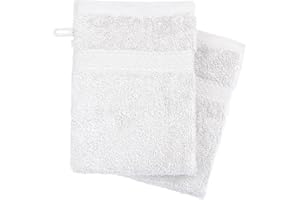 CTL COMFORT WITH QUALITY Pack of 12 100% Cotton Body Wash Mitts, Soft Face Cleansing Mitts, Bath SPA Terry Cloth, Reusable Makeup Remover Mitt Gloves Soft Face Mitten 16x21 cm (White, 16x21 cm)