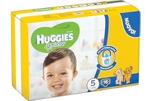 Huggies Unistar Pannolini, Taglia 5 (11-19 kg), 1 Pacco da 18 Pannolini, 18 Pezzi