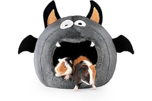 ONEJU Meerschweinchen Haus, Halloween Stil Meerschweinchen Bett, Kaninchenbett, Kaninchen Haus, ideales Zubehoer für kleine Haustiere, Fledermaus Form, Dunkel Grau