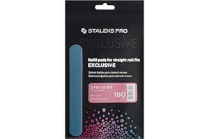 Staleks Pro Exclusive, Recambios Lima Uñas Profesional, Desechable Adhesiva, Base Sólida Recta, Metal MBE-20, Grano 180, 50 unidades, DFEX-22-180
