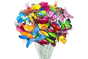AITVSFAO Butterfly Garden Stakes,50PCS Garden Ornaments Outdoor,Garden Decor Waterproof Colorful Butterflies Dragonfly Set,Decorations for Garden Fence Yard Lawn