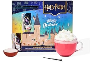 THOUGHTFULLY HARRY POTTER 12 giorni di cioccolata calda, include 12 miscele di cioccolata calda cangianti in 4 colori e 1 bacchetta magica, licenza ufficiale, calendario dell'avvento 2025