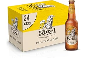 Kozel Birra Premium Lager, Cassa Birra con 24 Birre in Bottiglia da 33 cl, Pale Lager dal Gusto Ricco e Bilanciato, Gradazione Alcolica 4.6% Vol