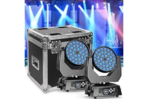 WZYBUTA 36 x 10W Teste Mobili RGBW LED con Flight-case Zoom Wash Luci Discoteca Spot Beam Luci da Palcoscenico Effetto Professionali DJ Disco Luce per Festa Club Natale