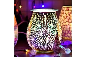 Wax Melt Burners, UNISOPH Star Wax Burner With 3D Fireworks Effect, Adjustable Brightness Electric Wax Melt Burner，Electric Wax Melt for Home Office Bedroom Living Room, New Year Gift