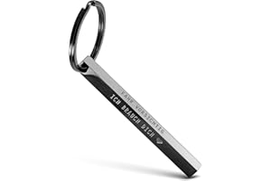 FABACH "Cuboid Schlüsselanhänger Fahr vorsichtig ich brauch dich - Quader Auto Schlüsselanhänger aus Edelstahl - Stäbchen Anhänger mit tiefer filigraner Gravur Fahr vorsichtig