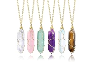 21 Stücke Kristalle Heilkristall Set, Natürlichen Kristallen und Heilsteinen Set, bunten Heilkristallen Chakra Steinen, Sechseck Anhänger Halsketten für Damen und Herren Meditation Yoga Sammlung