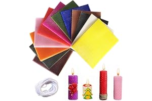 LUYUTTN 12 Bienenwachsplatten,Bienenwachskerzen Selber Machen,12 Farben bienenwachsplatten für kerzen mit docht,100% reines Bienenwachs,Wachsplatten 20x15cm,DIY Kerzen Bastel Set,Zur Basteln,Weihnachtskerzen