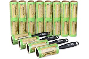 Schramm® 20 Stück Fusselrollen 20 Rollen a 60 Blatt Fusselroller incl. 4 Kunstoff Abroller Fussel Dreck Schmutz Staub Rolle Rollen Bürste Bürsten 20er Pack