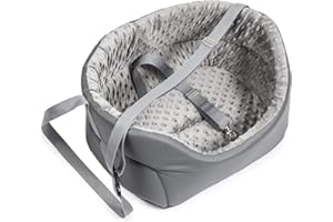 BOUTIQUE ZOO Hunde Autositz Universal Waschbar Abriebfest, Autositz Hund für Vordersitz, Beifahrersitz, Rückbank, Hundebett Hundetasche, L: 56 cm x 48 cm, Grau - Kunstleder und Plüsch Stoff