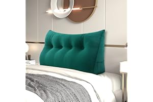 ‎JOHNEAR Johnear Back Cushion Bed Wedge Cushion Sofa Backrest Reading Cushion Backrest Cushion Triangular Pillow Lumbar Cushion with Removable Velvet Cover (Turquoise, 120 cm