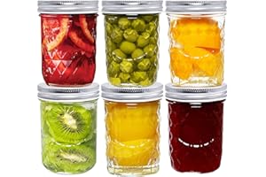 LONTOM Mason Jar, 6PCS 8.8Oz/250ml Overnight Oats Jars, Glass Jars with Lids, Wide Mouth Mason Jars for Jams, Yogurt, Pickles,Beans, Preserves, Overnight Oats, Spices, Drinking, Food Storage