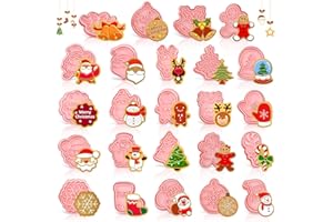 ZTBFHLZQ Formine Per Biscotti Natale, 24 Pezzi Stampini Biscotti Natale, 3D Pressable Formine Per Biscotti, Tagliapasta Natalizie, Per Bakeware Torta, Per Decorazioni In Dolci Di Pasticceria