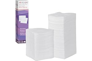 Healqu| Tampons en gaze tissée, 2 x 2 éponges chirurgicales ultra absorbantes stériles à 8 épaisseurs pour le pansement, le débridement, la préparation - Boîte de 50 éponges médicales en gaze,