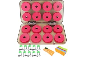 BITEFU 36 STK Angelzubehör Anzug,Das Set enthält 16 Stück Schnuraufwickler(4,3 × 1,3cm),10 Stück Garnwickelbretter (14 x 6 cm), 10 Stück Aalglocken und eine Aufbewahrungsbox