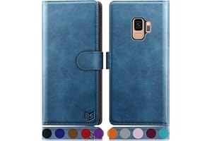 SUANPOT Funda para Samsung Galaxy S9 con Tapa 【Bloqueo RFID】de Cuero PU Cierre Magnético，Soporte Plegable，Ranura para Tarjeta Cover Wallet Leather para Samsung S9 Phone Case Azul Claro