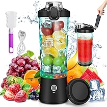 Vaeqozva Tragbarer Mixer 700ml - USB Wiederaufladbar Mit 6 Klingen Für Smoothies Unterwegs
