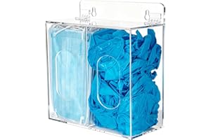SEANADO Face Mask Dispenser Box Acrylic Gloves Holder Hygiene Station with Lid for Disposable Emesis Bag, Shoe Cover and Hairnet，Wall Mount Holes or Tabletop Holder (Clear)