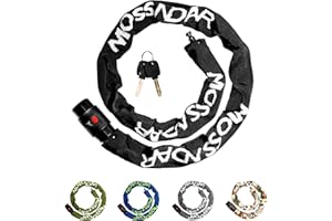 Lucchetto Bici,【8mm 1170g 99cm】MOSSNDAR Lucchetti Bicicletta Catena con Chiave, Catena Bici Rotazione a 360 Gradi con Coperchio Impermeabile, Modello lavorato a maglia, 5 colori, per Bici, Moto-Nero