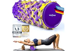 Body & Mind Rouleau de Massage Rouleau de Fitness Rouleau de Sport Rouleau thérapeutique ; entraînement des fascias au Niveau de la Nuque, du Dos et d'autres Groupes Musculaires (Jaune-Violet)