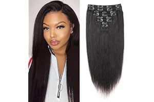 EINbeauty Straight Extension a Clip Cheveux Naturel Human Hair Clips Extension a Clip Cheveux Naturel 120g-8pc Invisibles à Clip Human Hair Clips ins Perruques Pour Clip Extension Remy Cheveux 12"