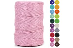 LEREATI Cuerda de Yute 2mm x 200m, Hilo de Yute Cuerda Yute Natural, Cordel Fina Cuerda Huerto, Hilo de Cañamo para Floristería Manualidades Jardín Envolver Regalos Decoración Navideña (Rosa)