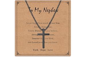 Twutqel Cross Necklace for Men Boys, Adjustable Silver/Black Stainless steel Cross Chain, 16th 18th Birthday Baptism Christmas Gifts for Son Grandson Nephew Brother Cousin Age 6-21