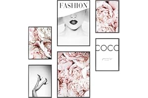 Heimlich Set di Stampe da Parete - SENZA Cornici - Decorazioni da Muro per Soggiorno, Camera da Letto e Cucina - Poster Abbinati - | 2 x A3 & 4 x A4-30x42 & 21x30 | » Modalità rosa Coco «