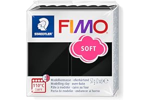 Staedtler pte à  modeler FIMO soft, facile à  démouler, durcissant au four, pain de 57 g noir, 8020-9